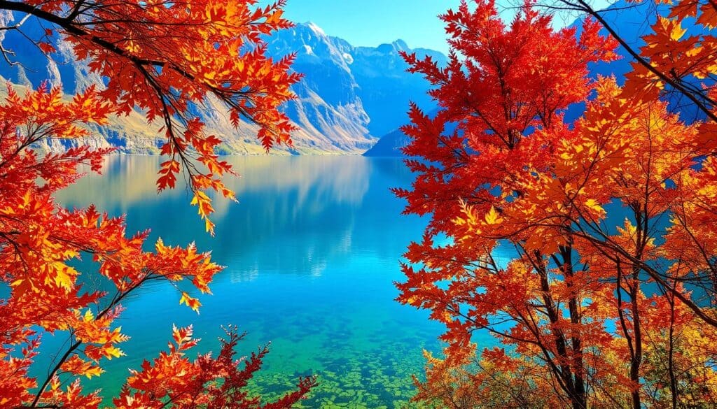 fall foliage at lago di saoseo fall foliage at lago di saoseo