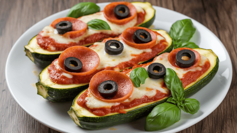 Keto Cheesy Zucchini Pizza Boats Recipe