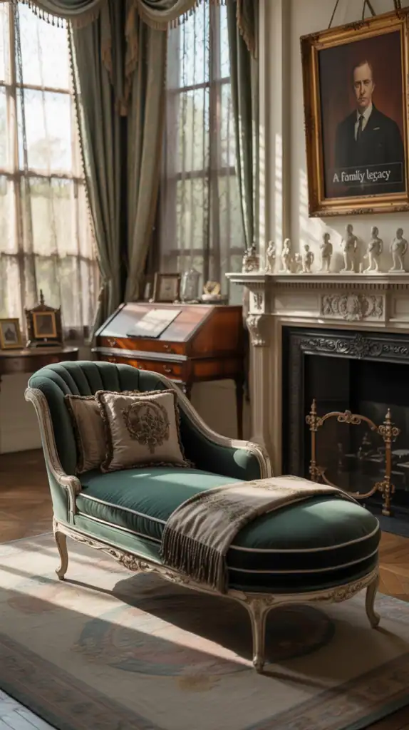 A beautifully styled Victorian living room with antique furniture and decor.