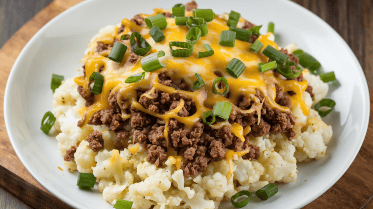 Cheesy Cauliflower Rice with Ground Beef Recipe