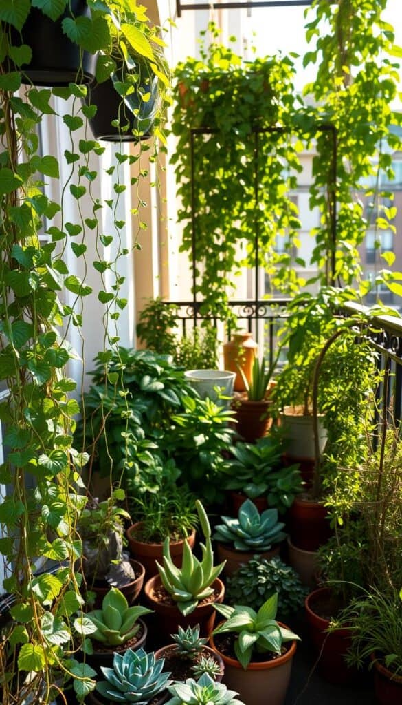Balcony garden with smart plant selection