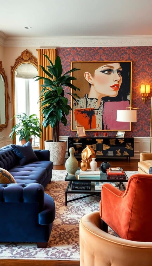 Maximalist home décor inspiration with bold statement pieces