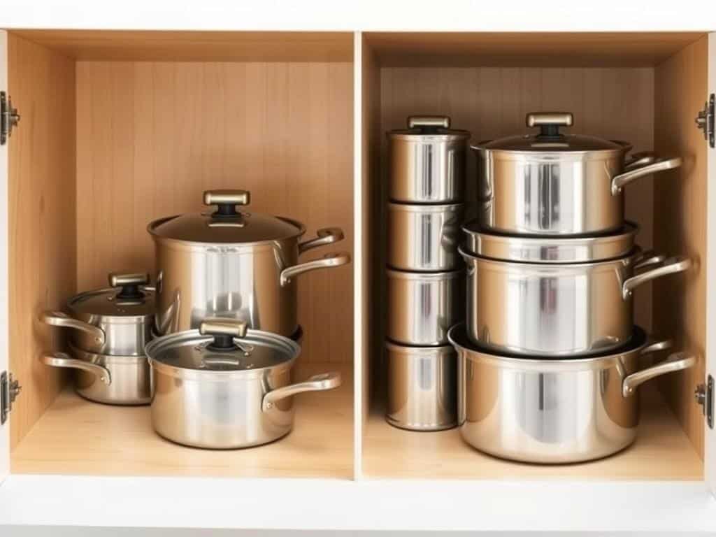 Space-saving nesting cookware set for small camper kitchens Space-saving nesting cookware set for small camper kitchens