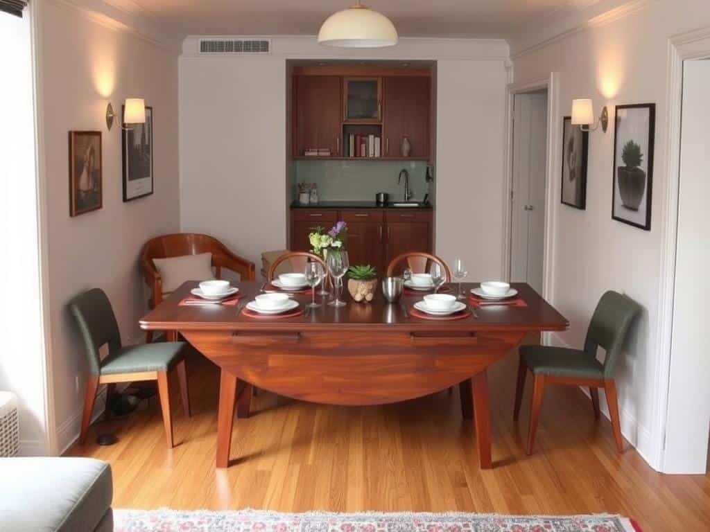 Studio apartment designed for entertaining with expandable furniture