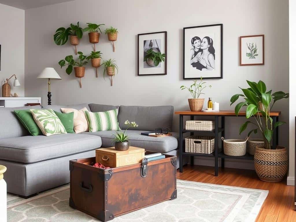 Studio apartment with dual-purpose decor items