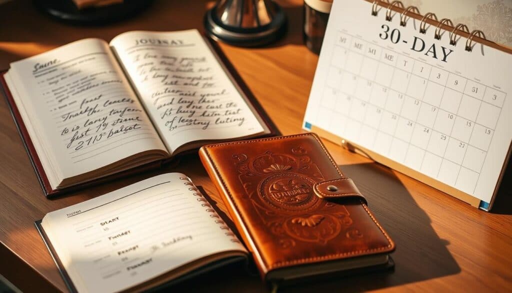 calendar and journal for challenge tracking