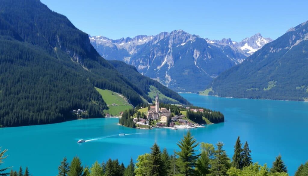 Turquoise waters of Lake Brienz with mountains in background - 7-day Switzerland itinerary