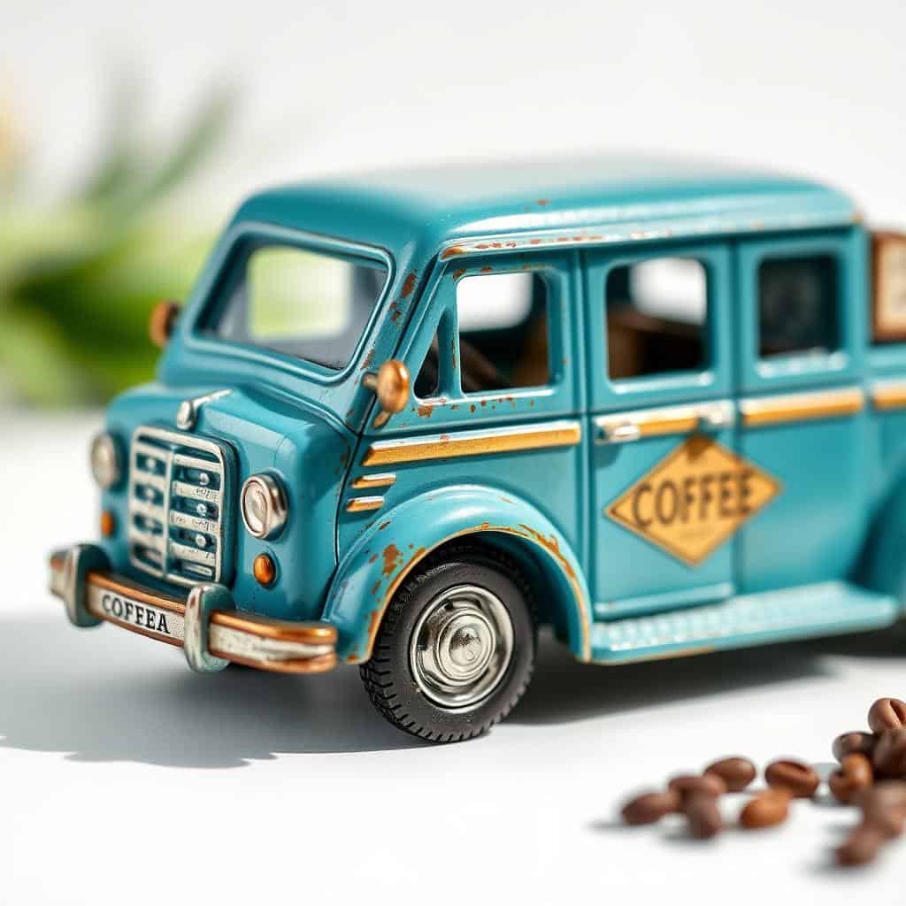 Vintage Coffee Truck Decor miniature for farmhouse coffee bar countertop