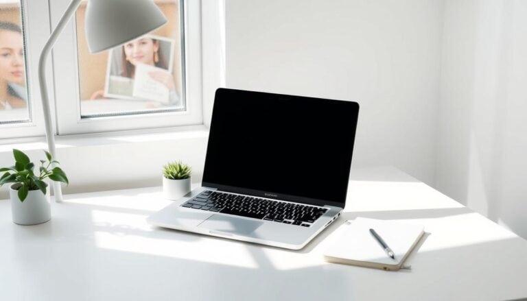 A clean, clutter-free desk with minimal items and organized workspace showing improved productivity