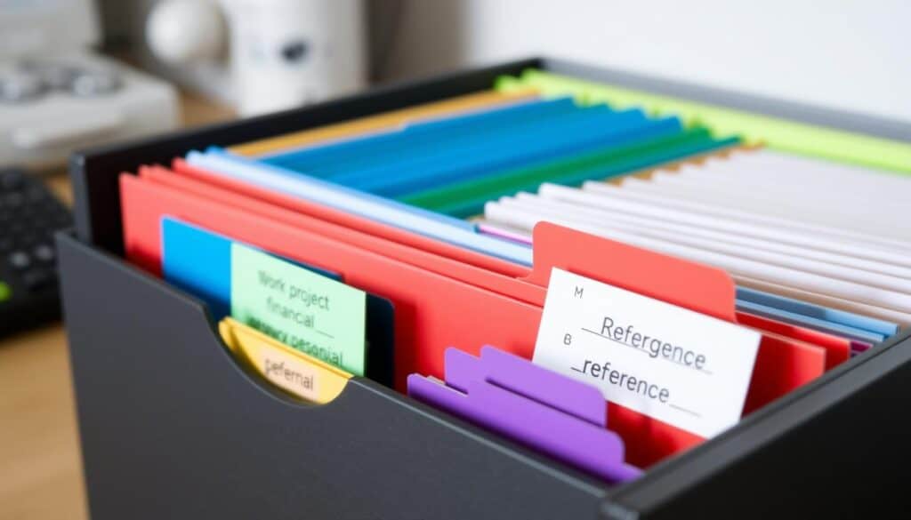 Color-coded filing system with legend