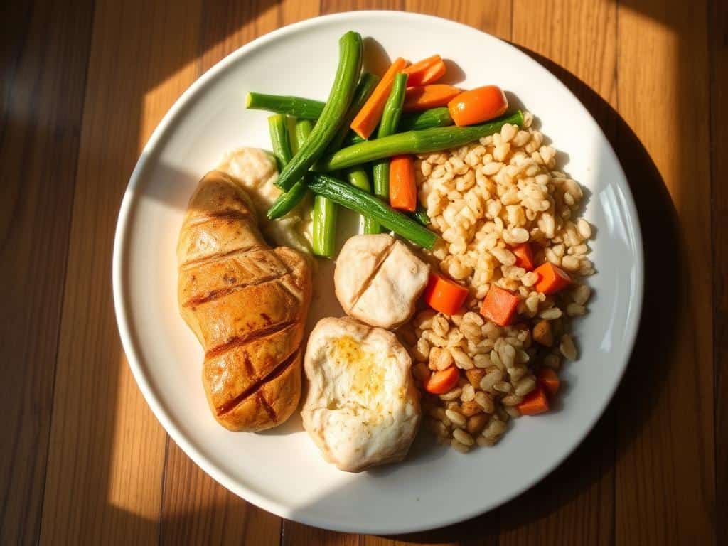 Early evening meal with easy-to-digest foods supporting daily routine for hormone balance