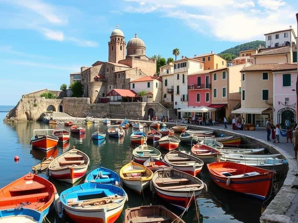 Fishing boats in the harbor of Cetara, an authentic fishing village among the Amalfi Coast towns to visit