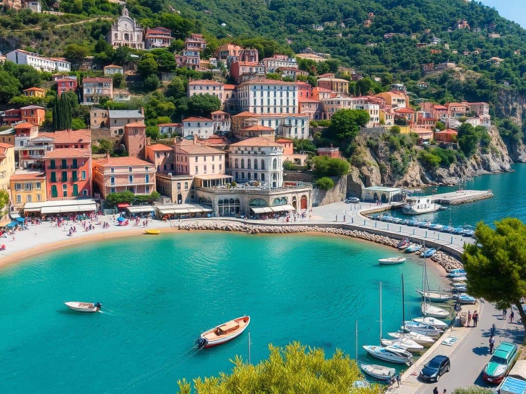 The charming town of Minori with its Roman villa ruins and beachfront, known for its culinary traditions among Amalfi Coast towns