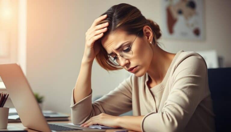 Woman feeling tired with her hand on her forehead, showing signs of hormone imbalance symptoms
