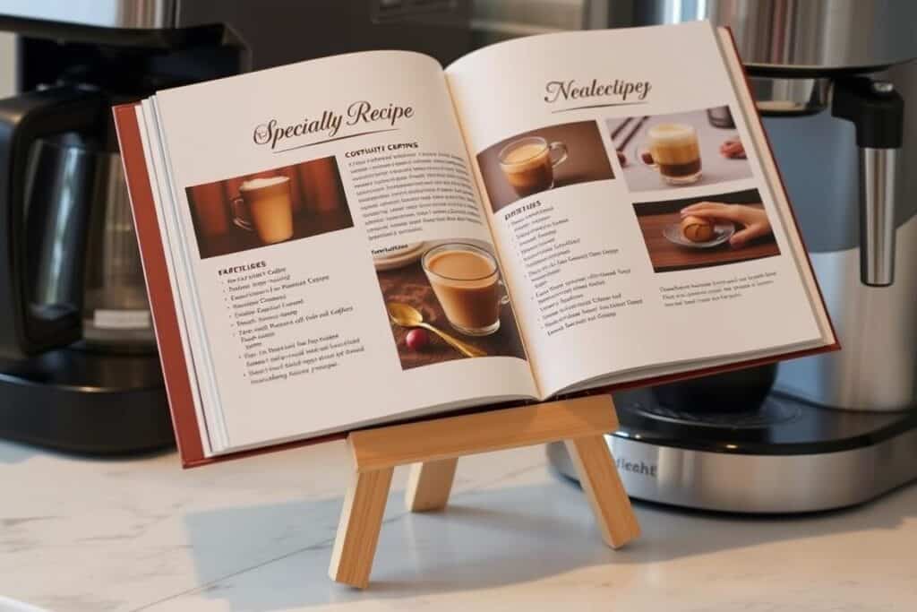 Coffee recipe book with stand for coffee station inspiration
