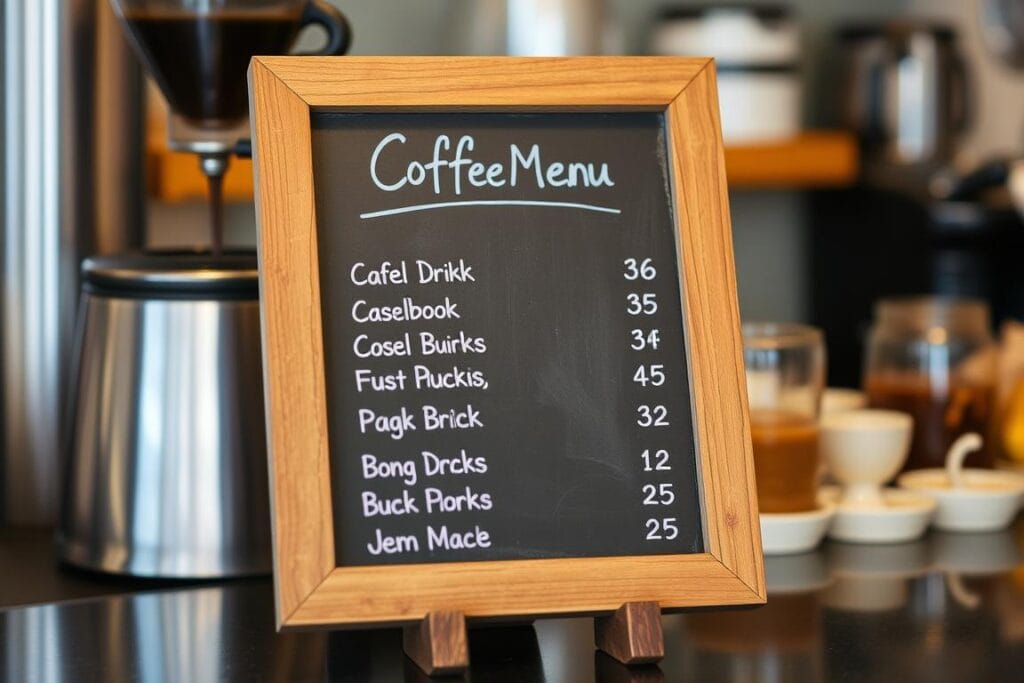Customizable coffee menu chalkboard for coffee station