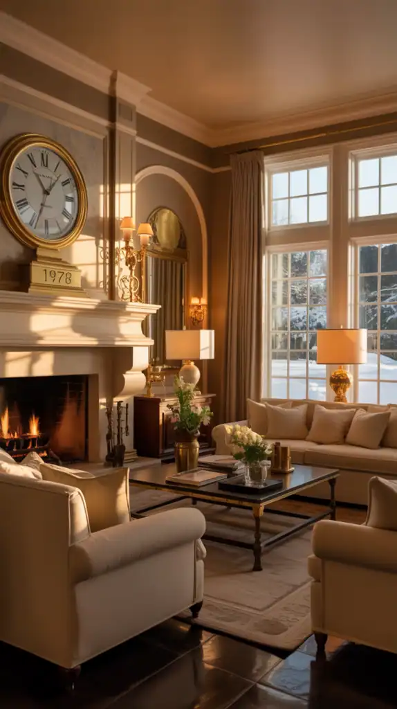 Ralph Lauren living room with mixed brass and bronze lighting fixtures and hardware Ralph Lauren living room with mixed brass and bronze lighting fixtures and hardware