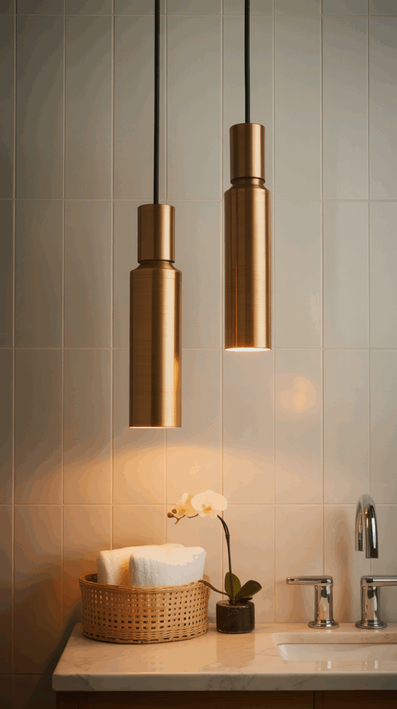 Pendant lights hanging above a vanity for targeted, stylish lighting