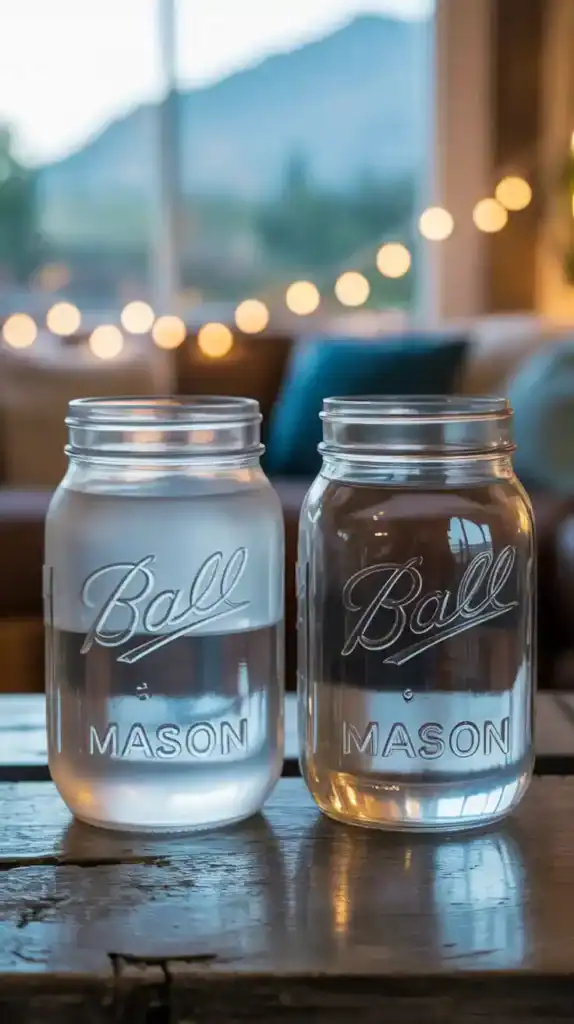 Before and after images of DIY mason jar snow globes showing common problems and solutions