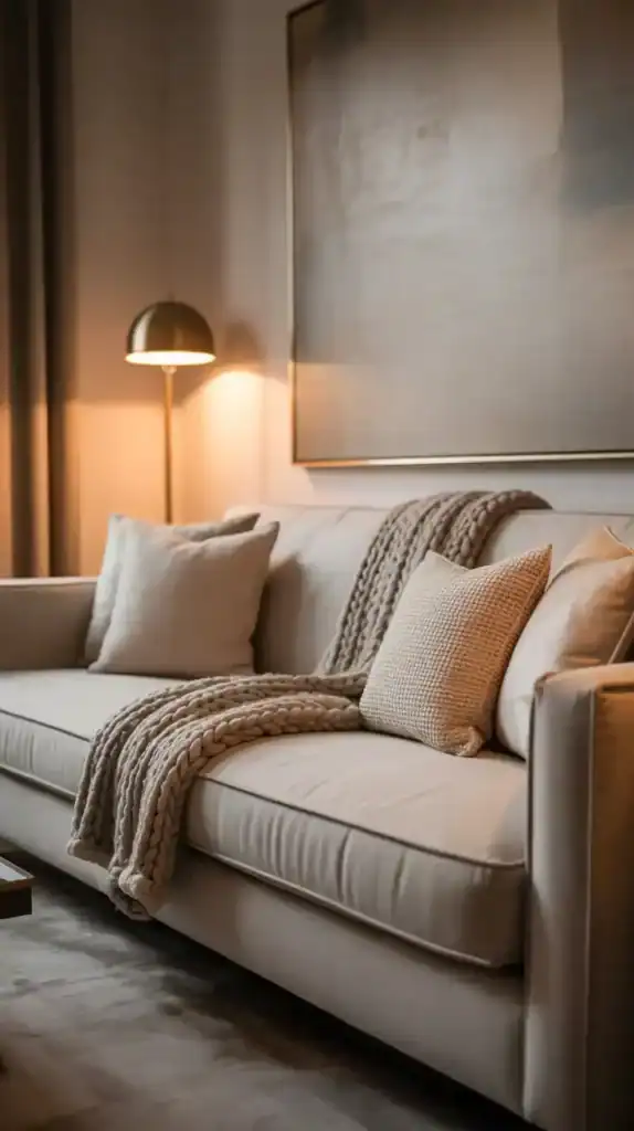 Comfortable living room sofa setup combining elegant design and inviting softness