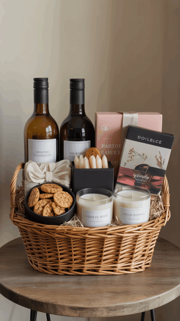 Perfectly arranged gift basket showing balanced height and color placement