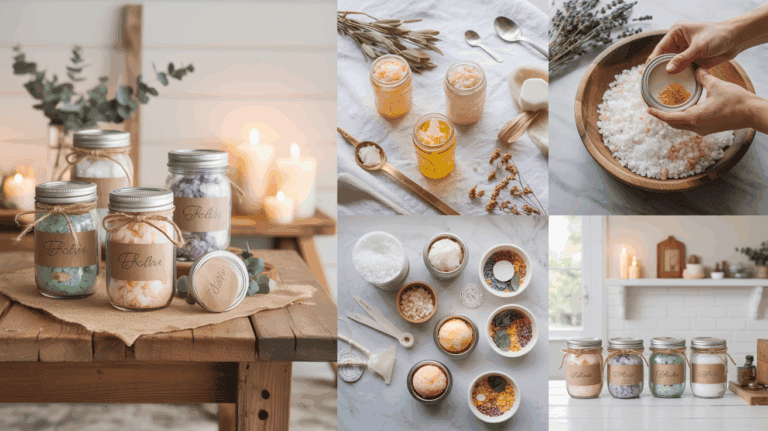 Mason Jar Spa Gift Ideas: Salt Scrubs & Bath Bombs