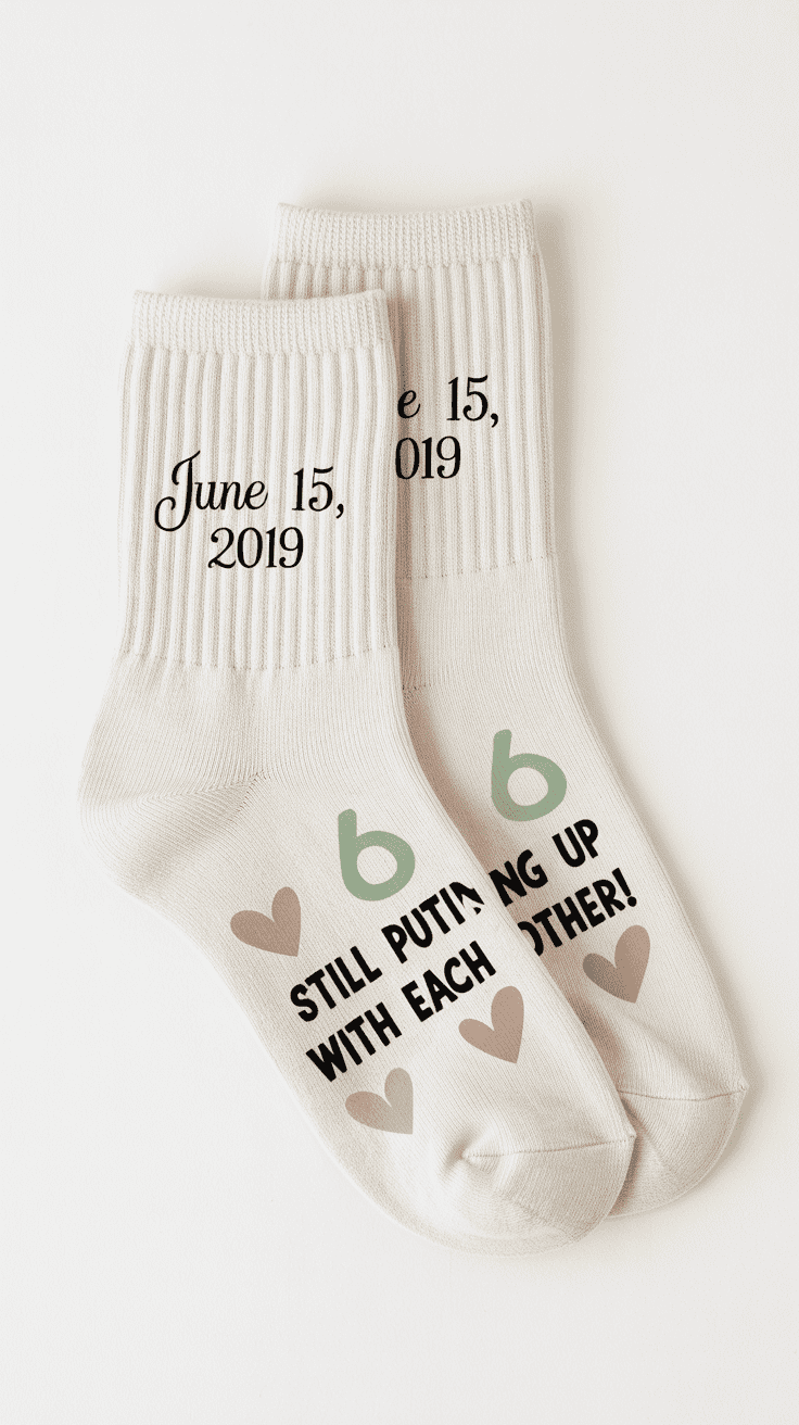 Custom cotton anniversary date socks with funny message