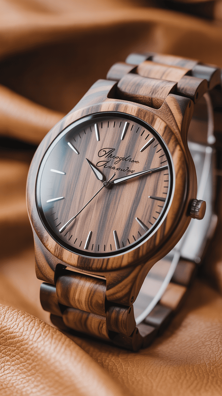 Personalized wooden watch with engraving on the back