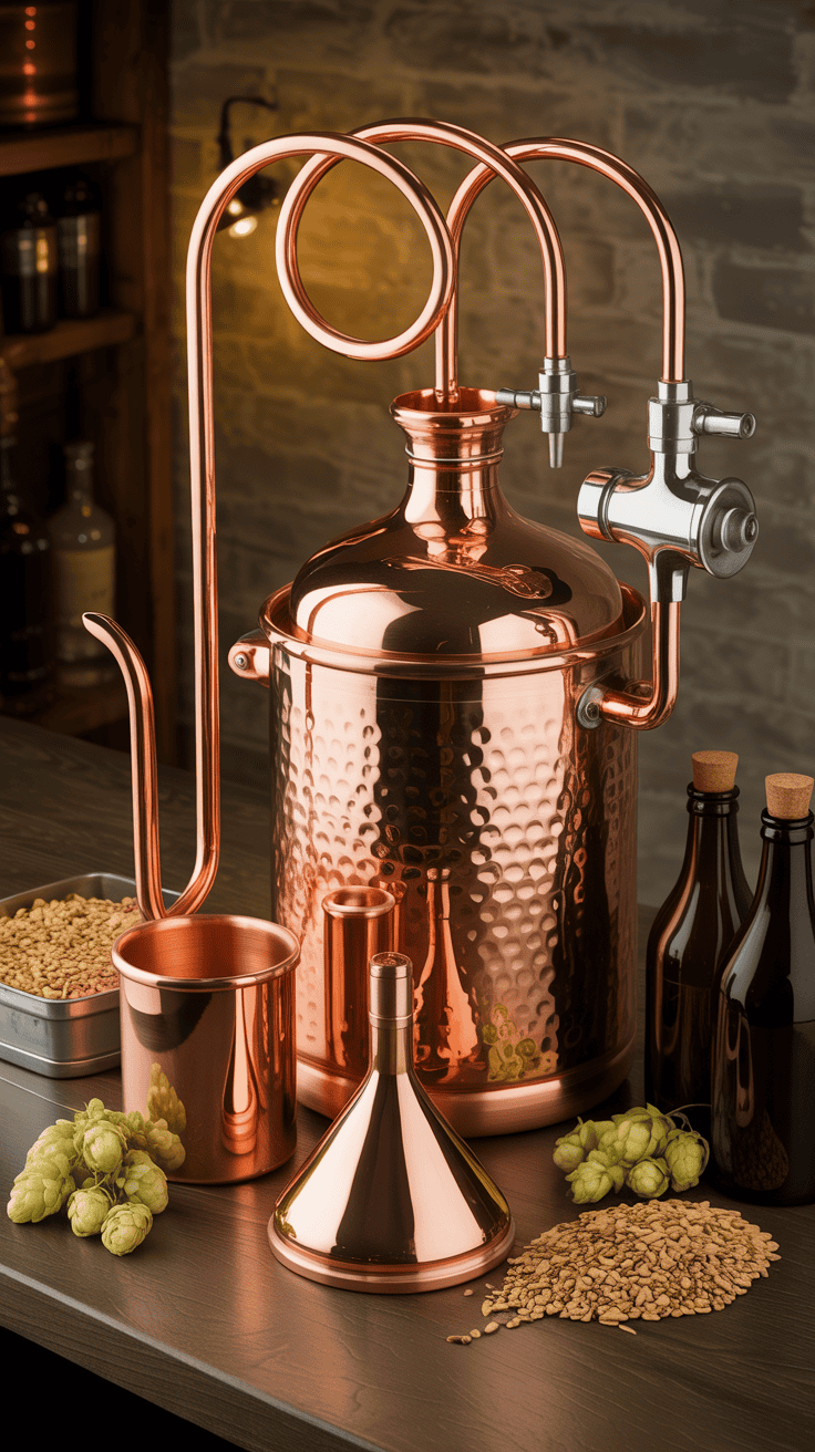 Copper brewing kit for making craft beer at home