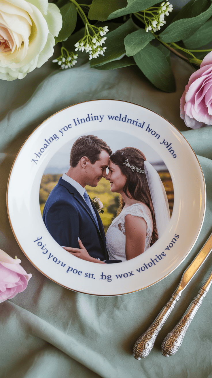 Custom china plate with wedding photo or vows