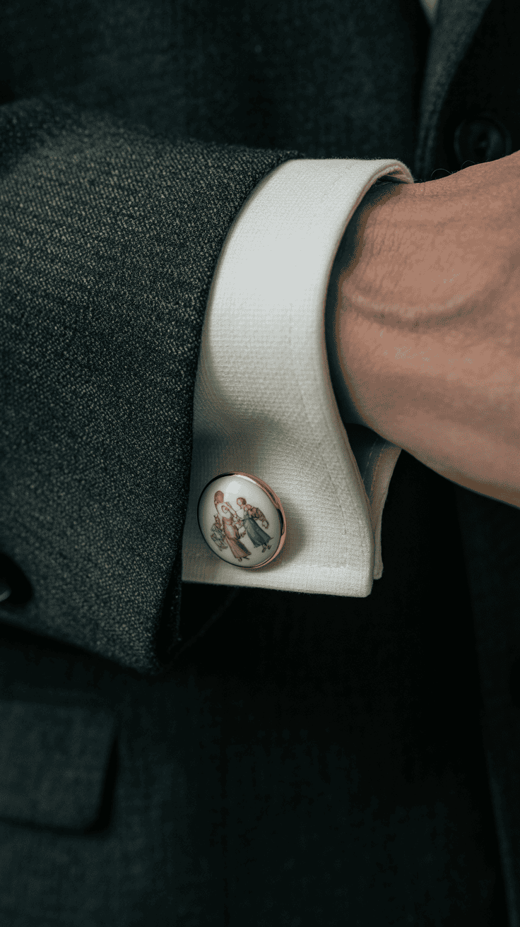Hand-painted china cufflinks for 20th anniversary