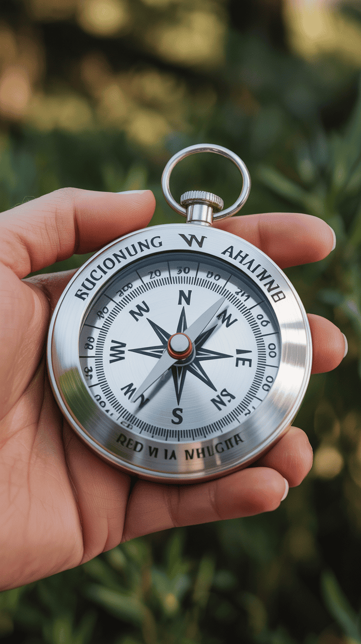 Silver compass with personalized engraving