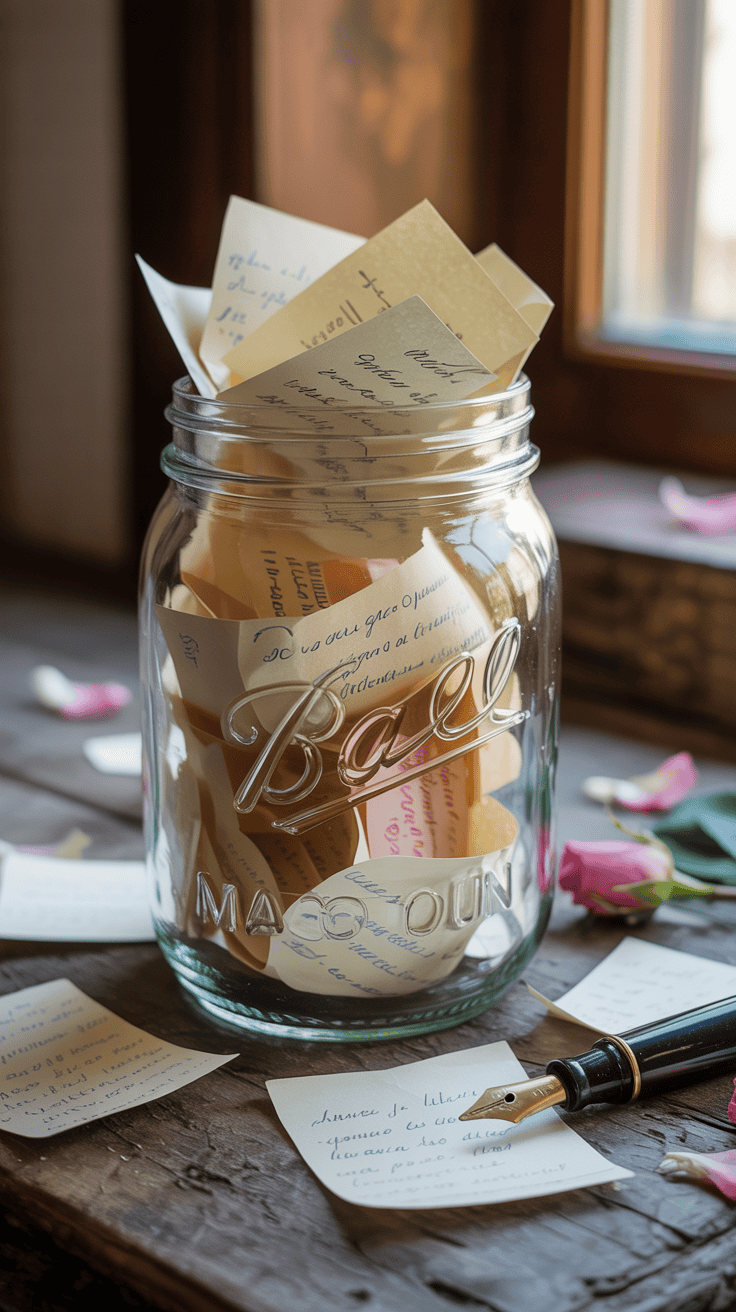 Jar filled with handwritten love notes