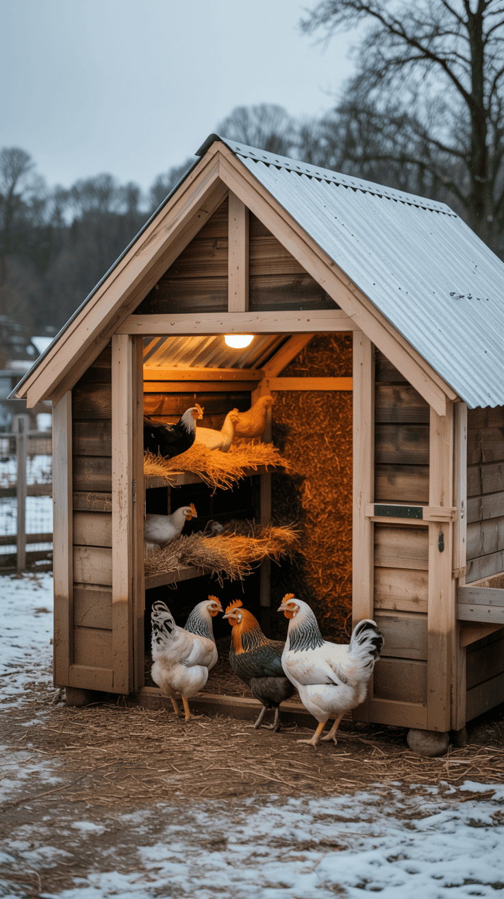 Weather-prepared chicken coop ready for extreme heat or cold.