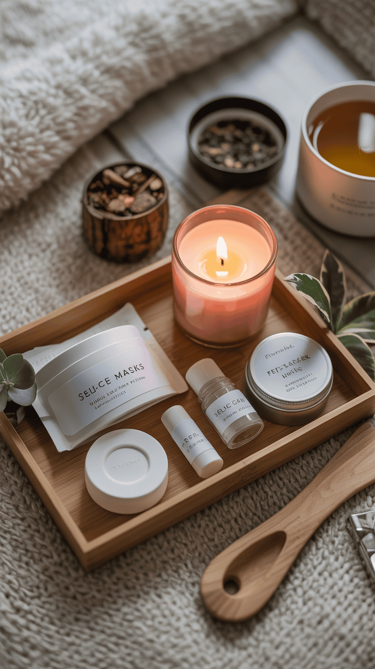 Mini self-care kit with curated relaxing items.