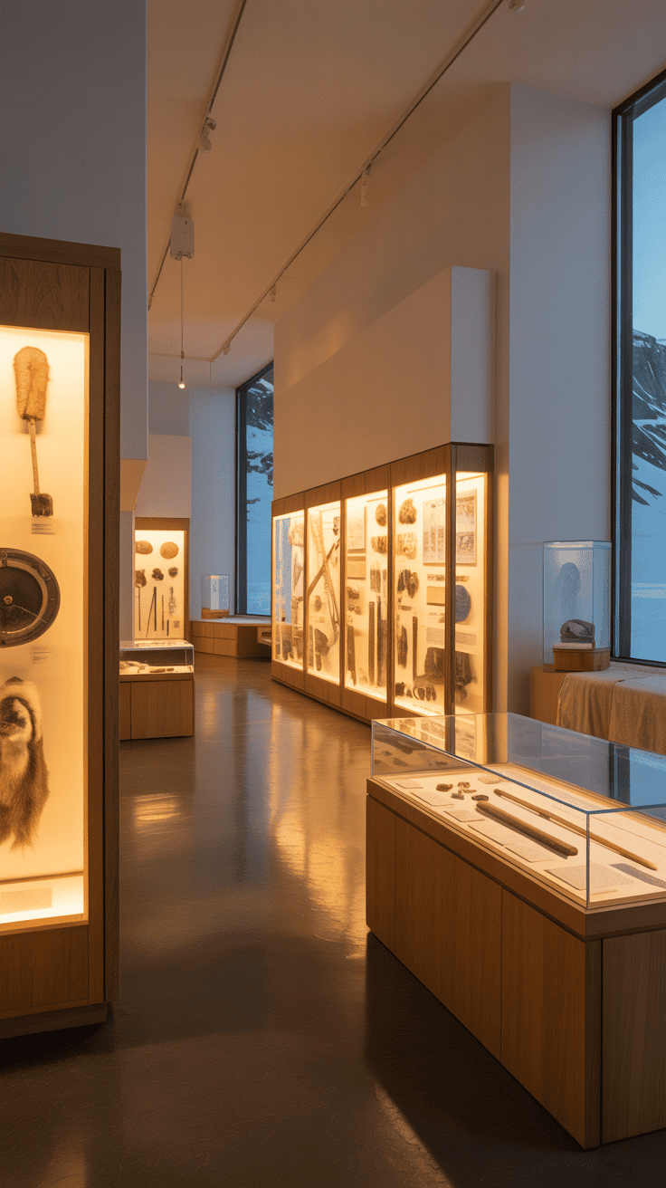 Inside the Svalbard Museum featuring Arctic history and exploration exhibits.