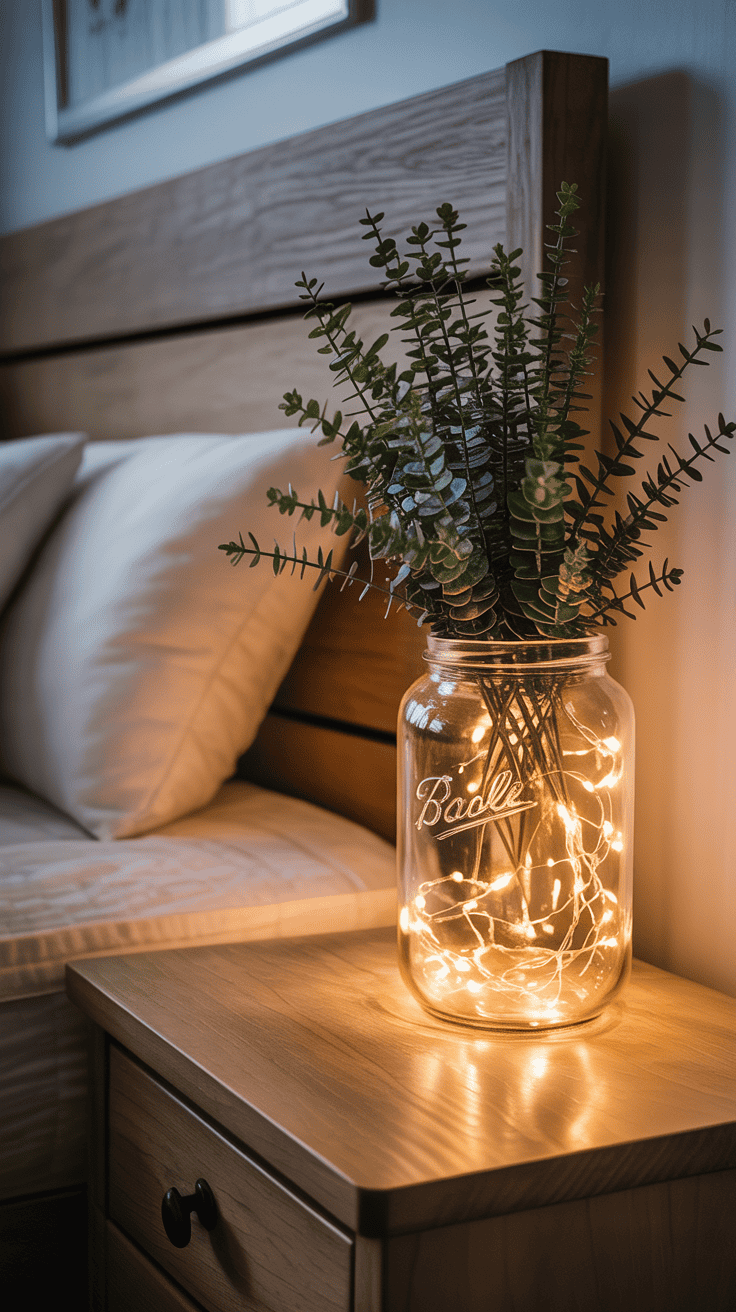 Fairy light accent for romantic cottagecore nightstand decor