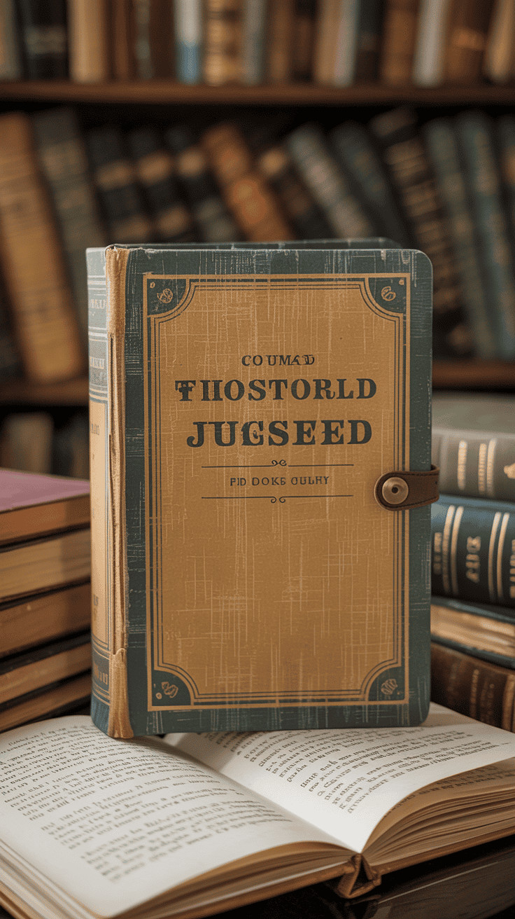 Journal designed with a vintage book jacket style cover and classic typography