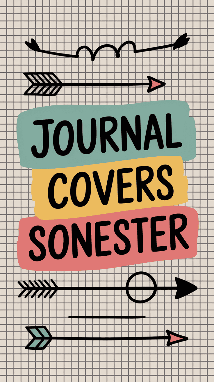 Journal cover combining grid patterns with hand-drawn doodle details
