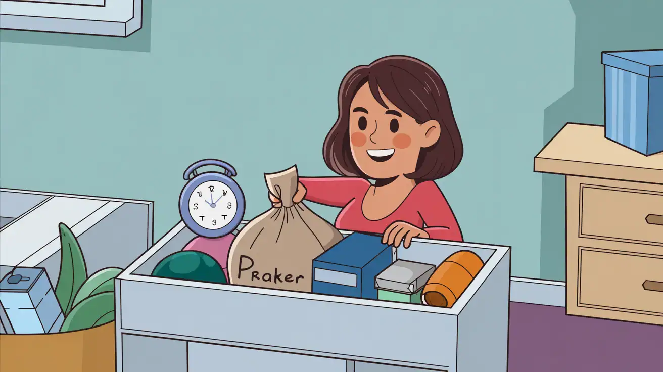 A person immediately dealing with decluttered items A person immediately dealing with decluttered items