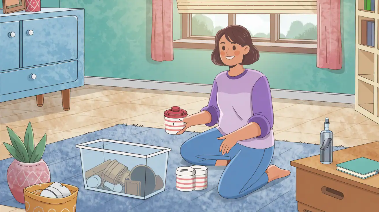 A simple decluttering setup with one container A simple decluttering setup with one container