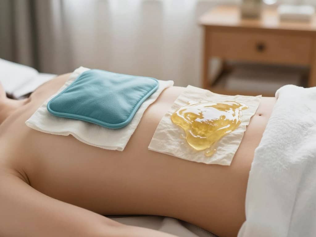 A person applying a castor oil pack over their liver area for natural detox