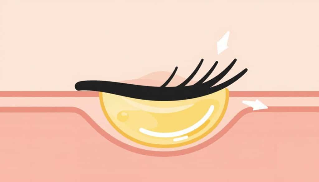 Castor oil protecting and conditioning an eyelash illustration