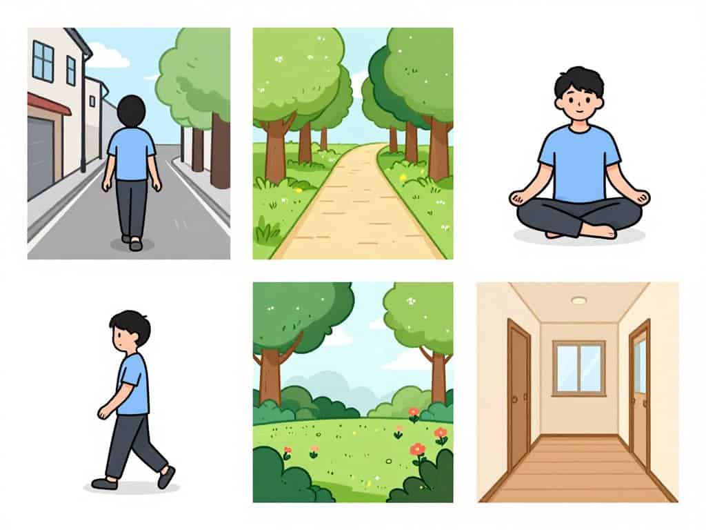 Different paths suitable for walking meditation