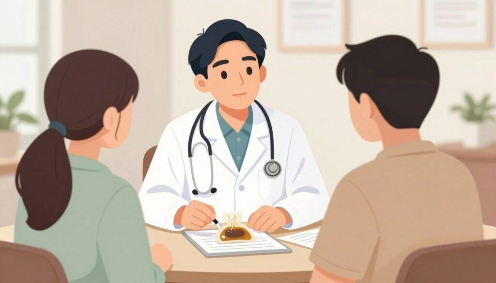 Doctor discussing castor oil pack use with patient