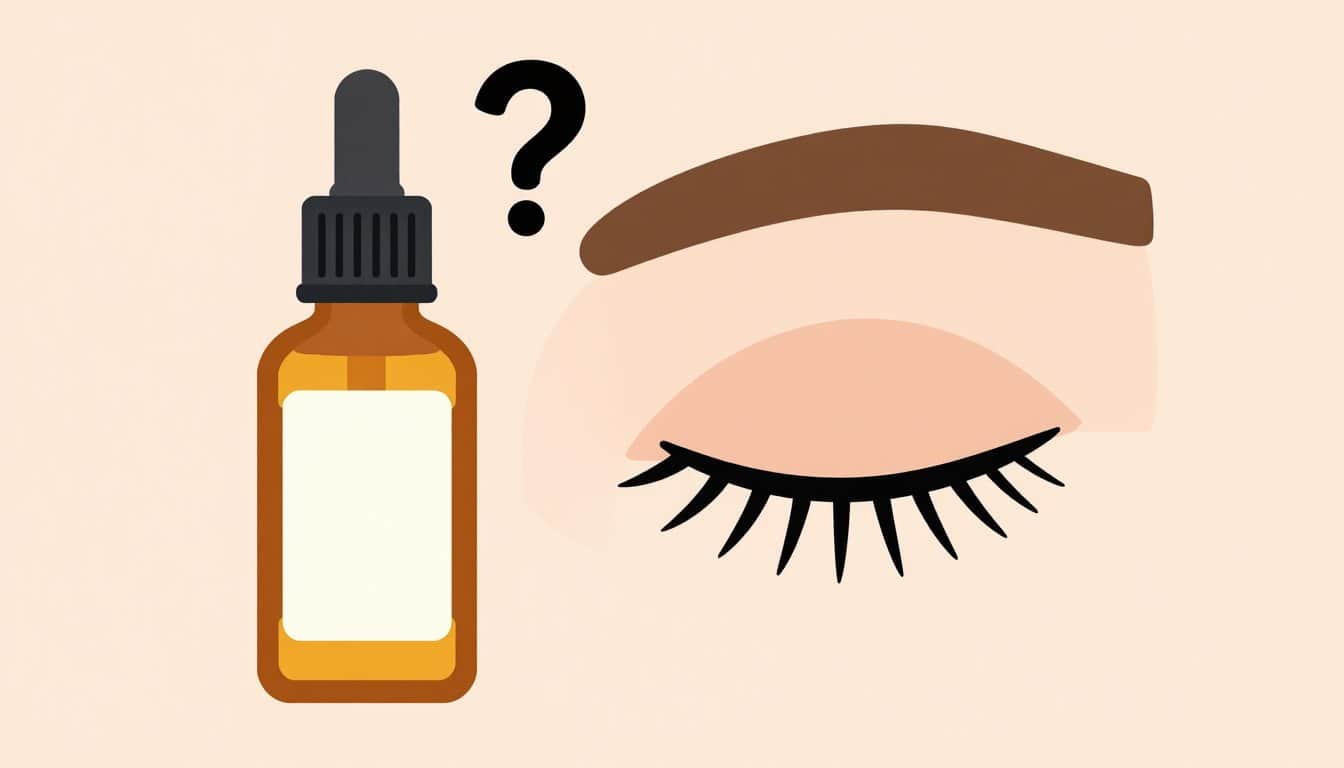 Castor Oil for Longer Lashes bottle with eyelashes illustration