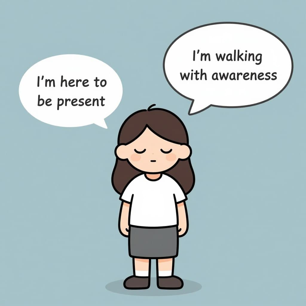 Person setting an intention before walking meditation