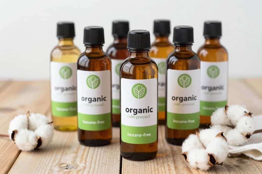 Various bottles of high-quality castor oil for natural detox
