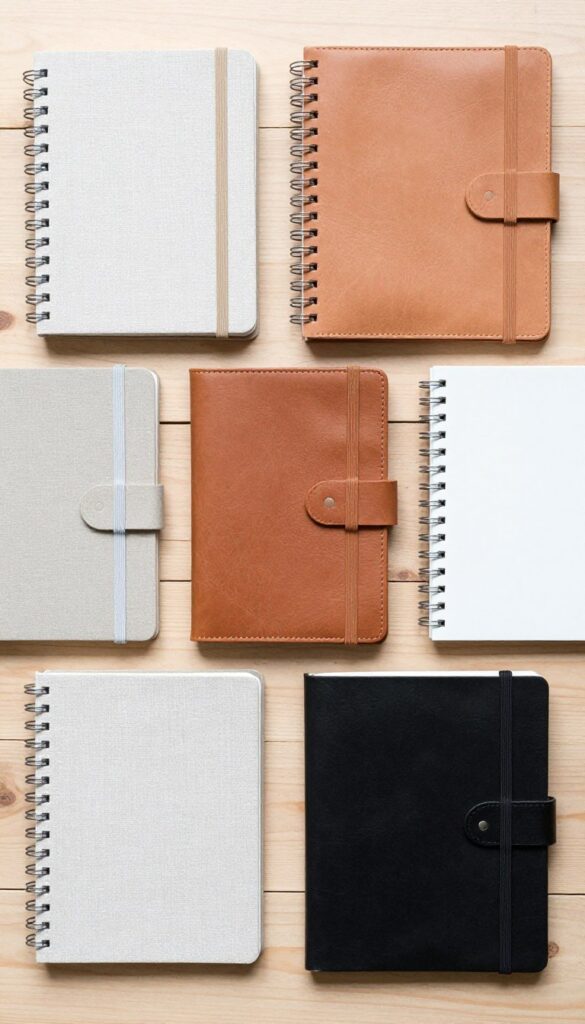 beautiful journal selection showing notebooks with different covers for journaling practice