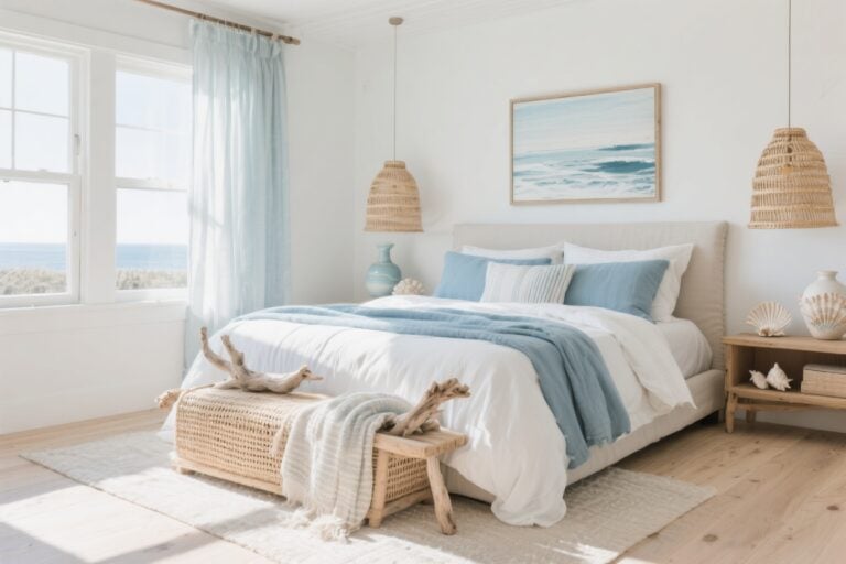 17 Coastal Bedroom Ideas Using Soft Neutrals and Blues You’ll Love